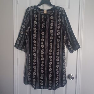 Faded Glory Floral Boho Tie Front Dress Sz XL